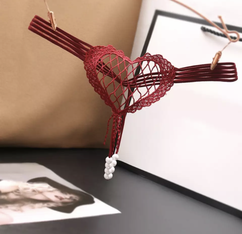 String Sensuel Cœur et Perles – Image 2