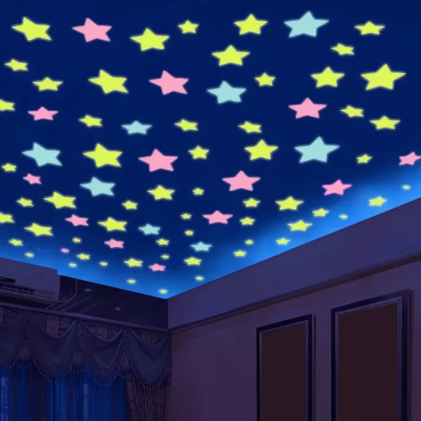 Étoiles Murales Phosphorescentes - 100 Pièces