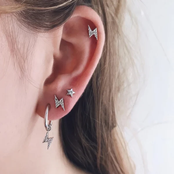 Boucles d'Oreilles Éclair et Étoile
