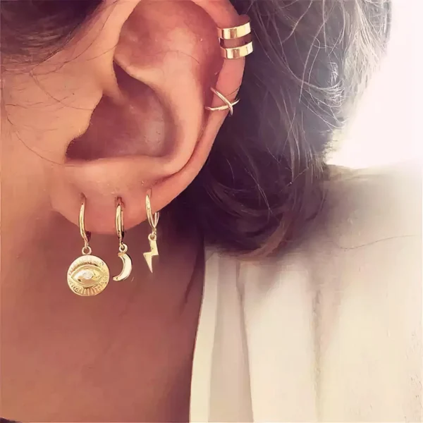 Boucles d'Oreilles Lune et Éclair