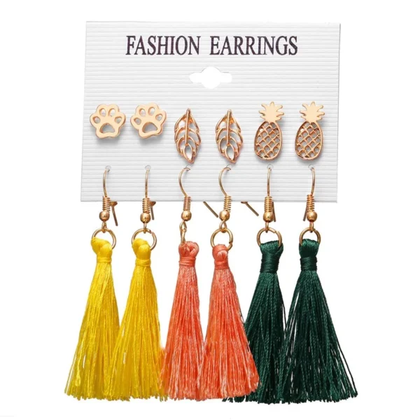 Boucles d'Oreilles Multicolores et Ananas