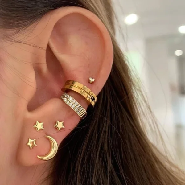 Boucles d'Oreilles Étoiles et Lune