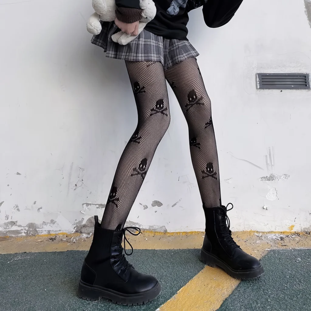 Collant Résille - Motif Crâne Gothique 🖤