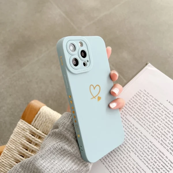Coque iPhone Élégante - Motif Cœur Doré