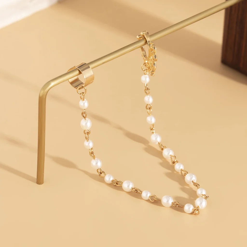 Chaîne d'Oreille & Nez - Élégance Perlée ✨ – Image 2