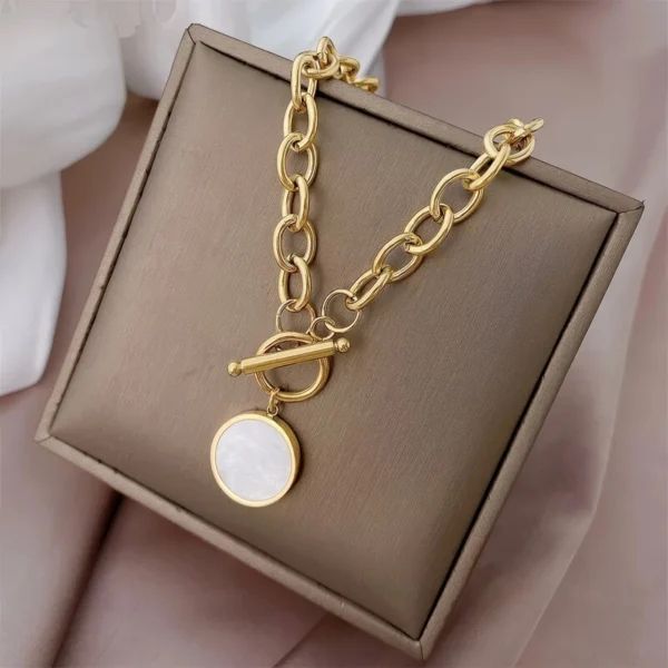 Collier Cercle Nacré - Chaîne Large ✨
