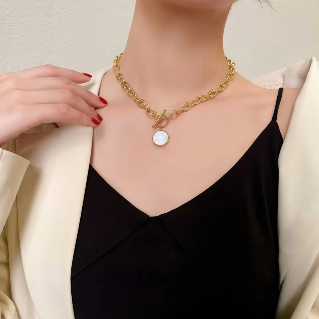 Collier Cercle Nacré - Chaîne Large ✨ – Image 2