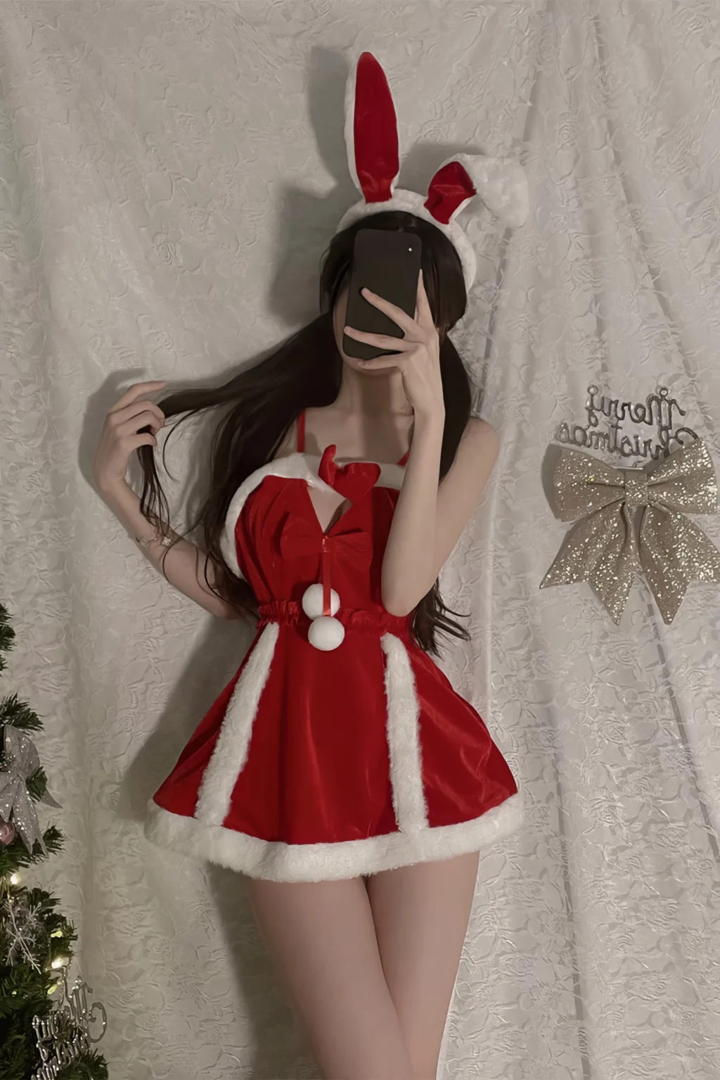 Lingerie Babydoll de Noël - Ensemble Rouge