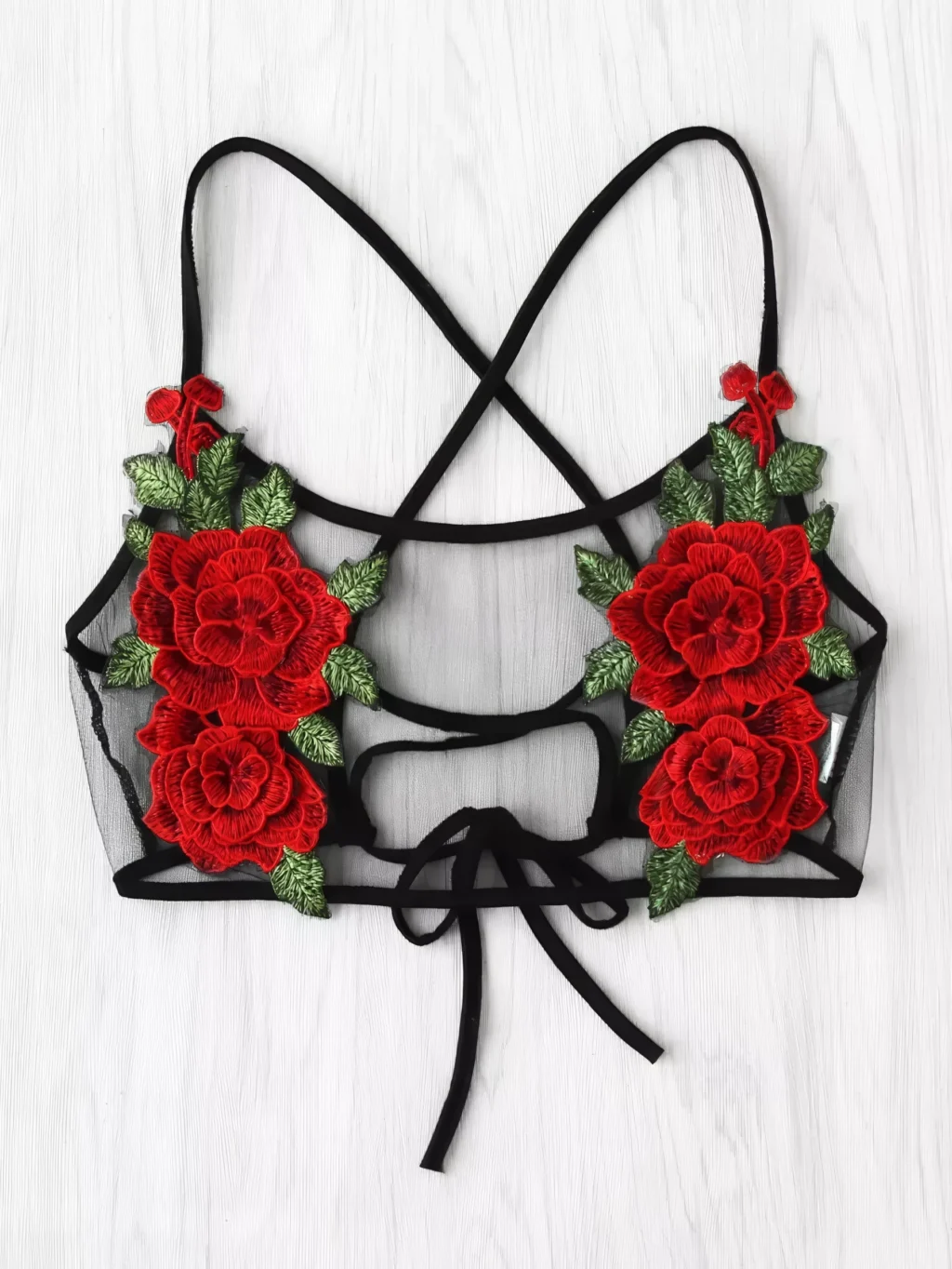 Soutien-Gorge - Broderie Fleurs Rouge 🌹