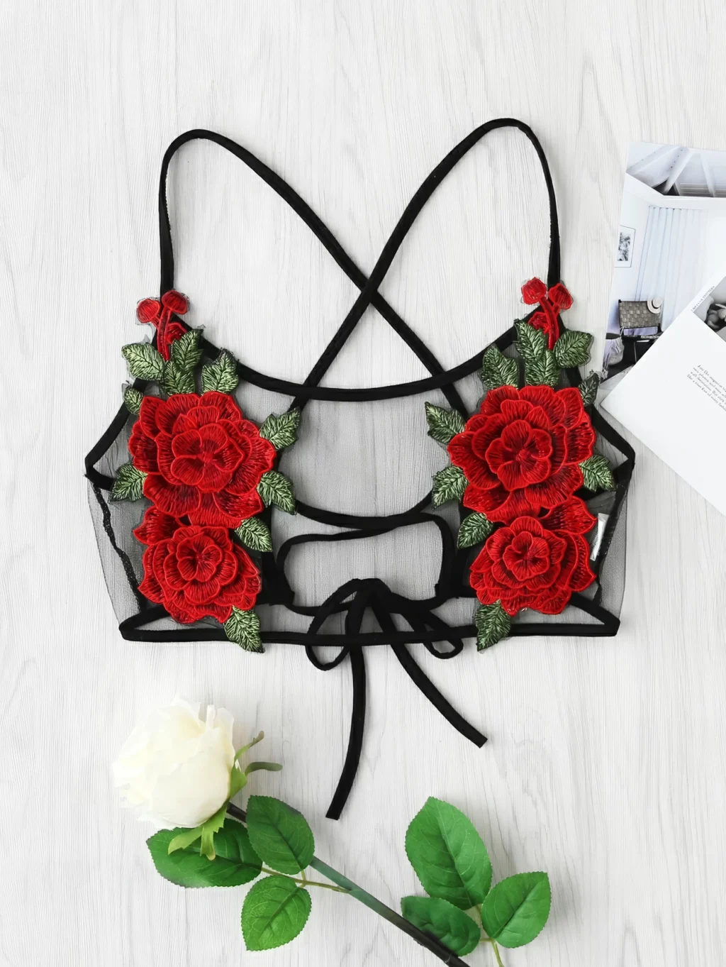 Soutien-Gorge - Broderie Fleurs Rouge 🌹 – Image 3
