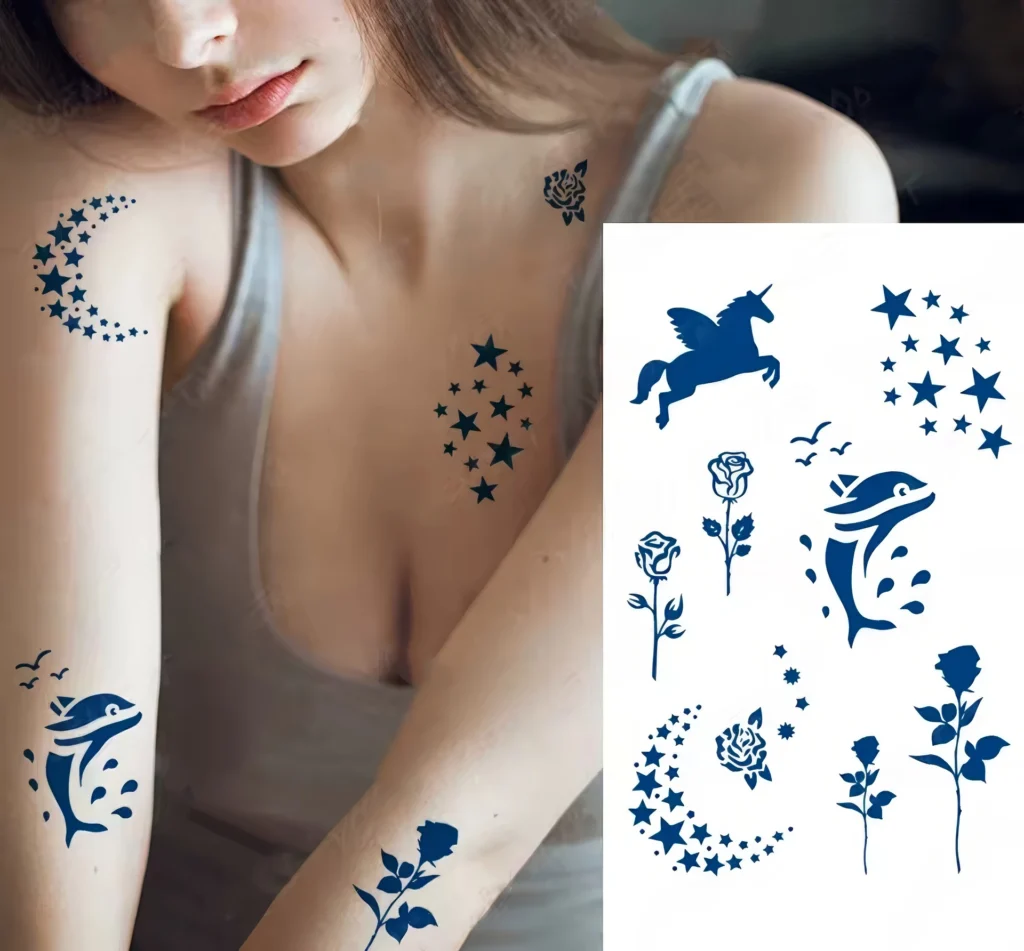 Tatouages Temporaires - Dauphin, Licorne & Étoiles Féeriques – Image 2