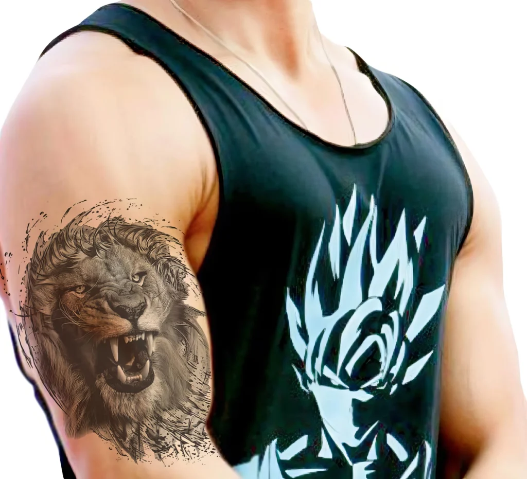 Tatouage Temporaire - Tête de Lion Rugissant – Image 2